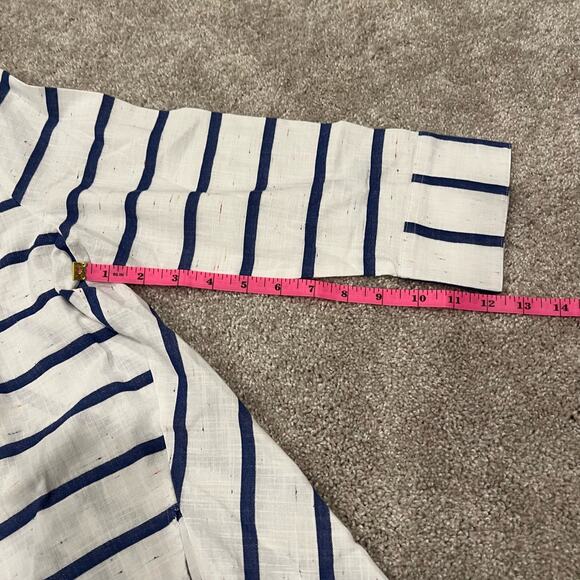 Foxcroft Women's Button Down Cotton Shirt White and Blue Stripes Size 8 - Picture 10 of 10